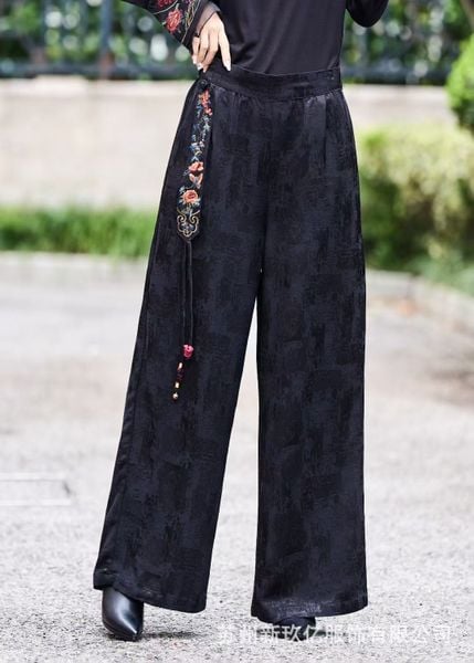  Q394-Quần dài nữ kiểu dáng ống suông thêu họa tiết 