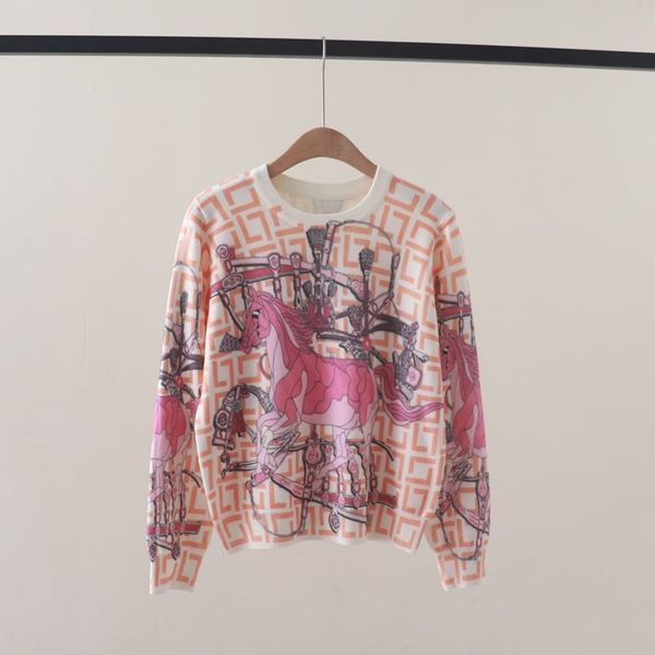  A842 Áo Len Dệt Kim  in hình ngựa 