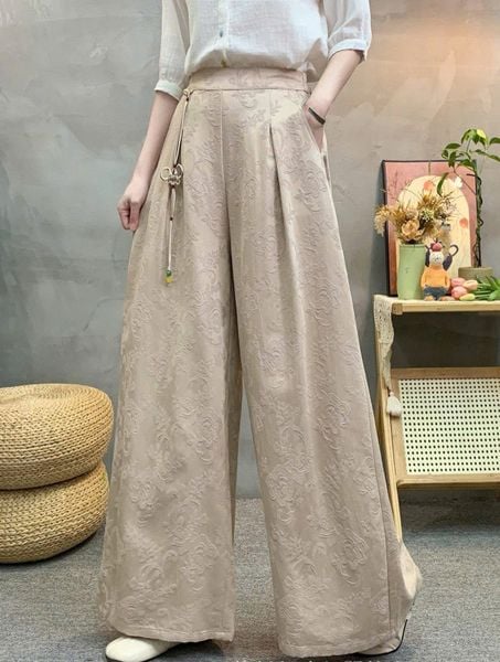  Q390-Quần dài nữ phong cách dân tộc cổ điển 