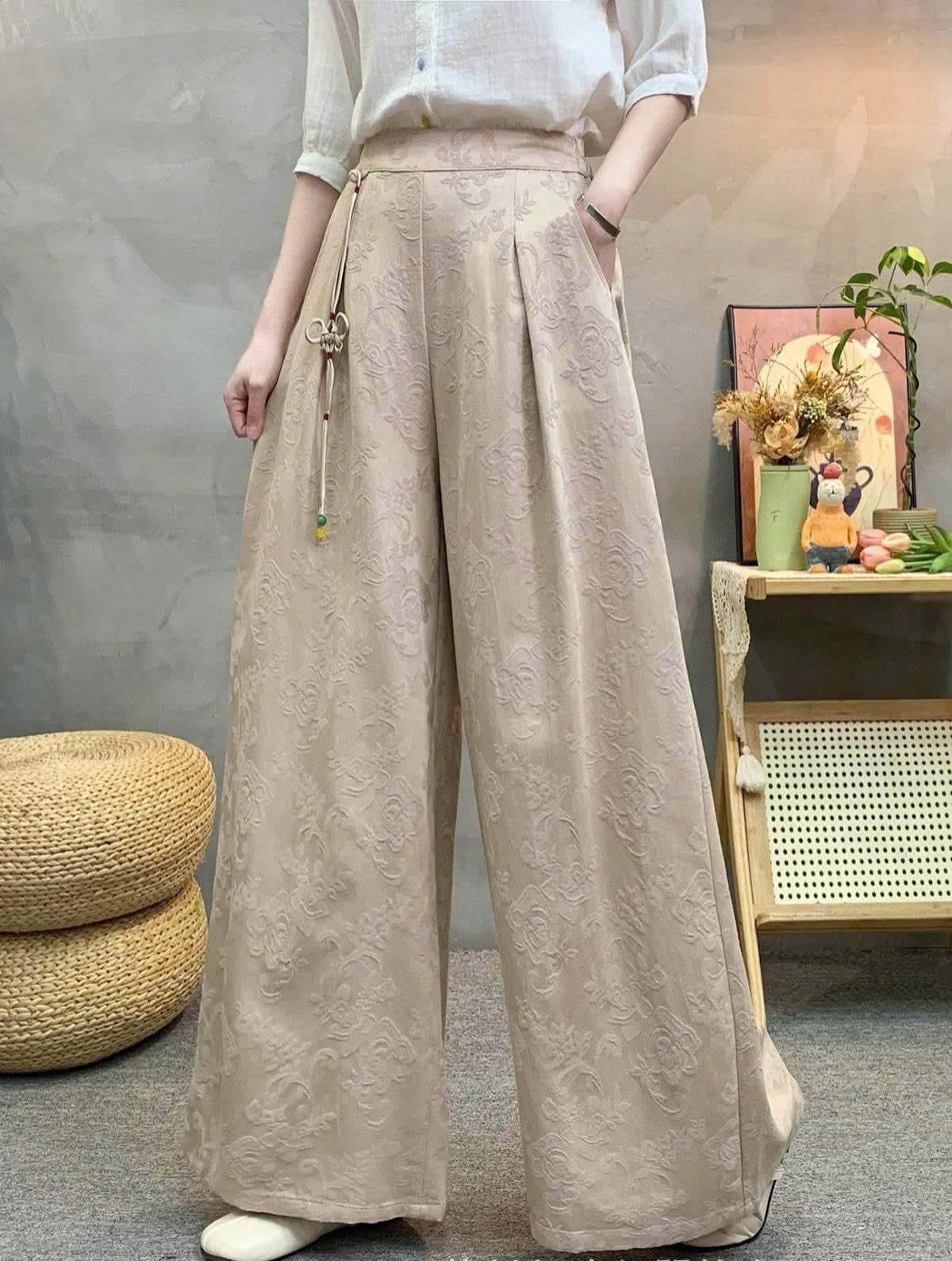  Q390-Quần dài nữ phong cách dân tộc cổ điển 