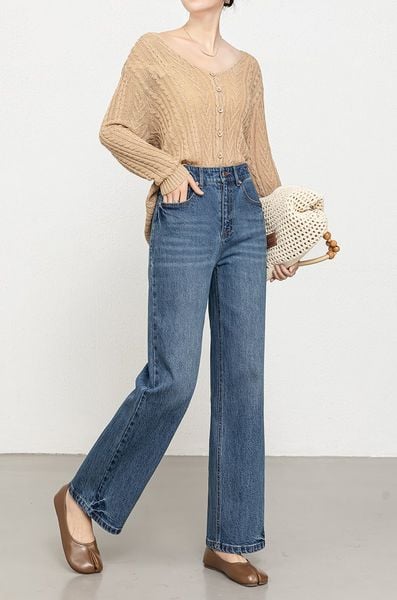  Q395-Quần Jeans Suông ống đứng 