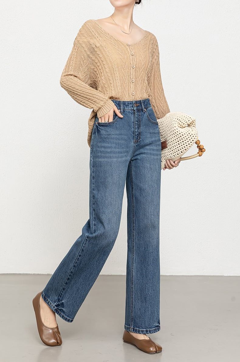  Q395-Quần Jeans Suông ống đứng 