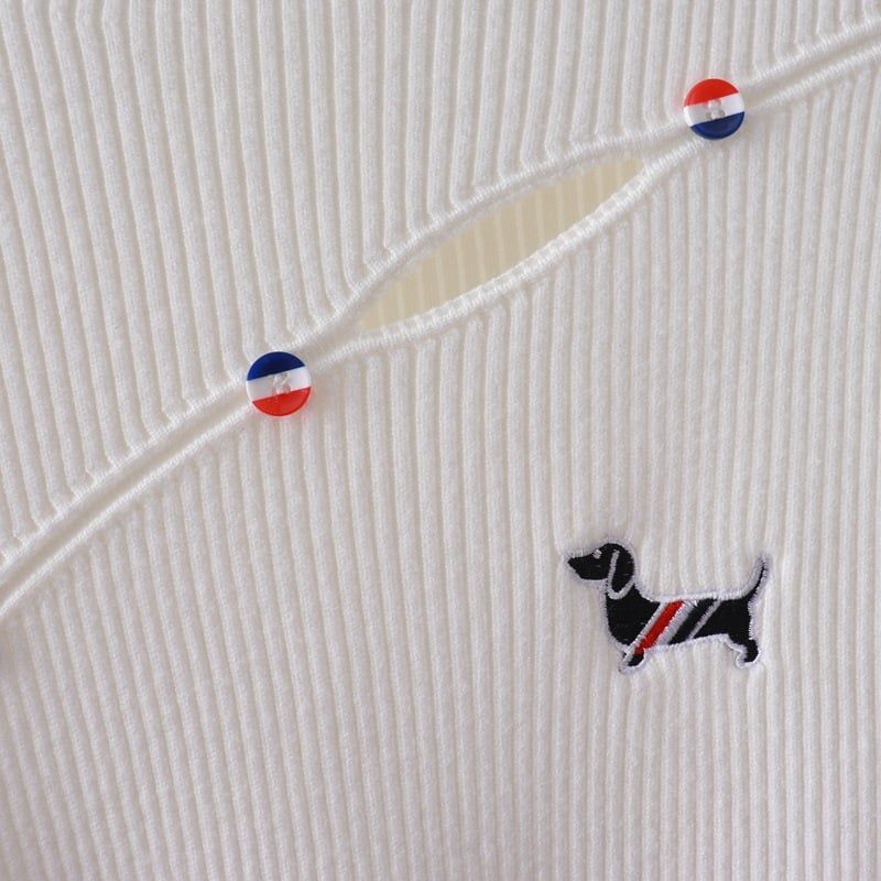  A454-Áo Len Cún Cưng Kẻ Sọc Dài Tay Cổ Lọ Vạt Cắt Nghệ Thuật 