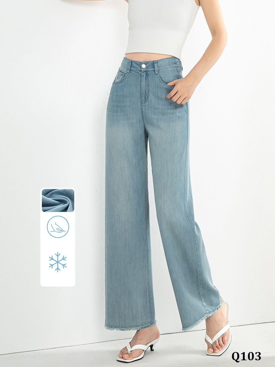  Q103-Quần Jeans Lụa Túi Bướm 9 Tấc 