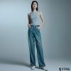 Q1396-Quần Jeans Lụa Lưng Cao Ống Suông Mềm Mại