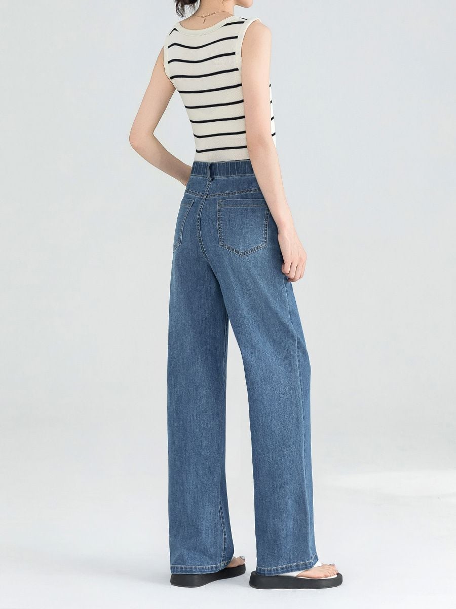  Q279-Quần Jeans Suông Wash Nhẹ 