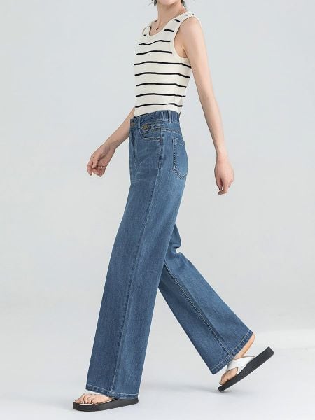  Q279-Quần Jeans Suông Wash Nhẹ 