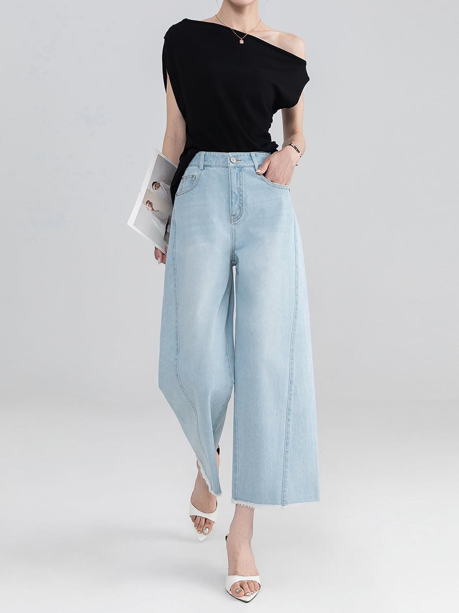  Q301-Quần Jeans Cách Điệu 9 Tấc 