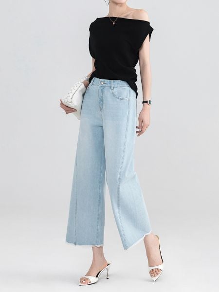  Q301-Quần Jeans Cách Điệu 9 Tấc 