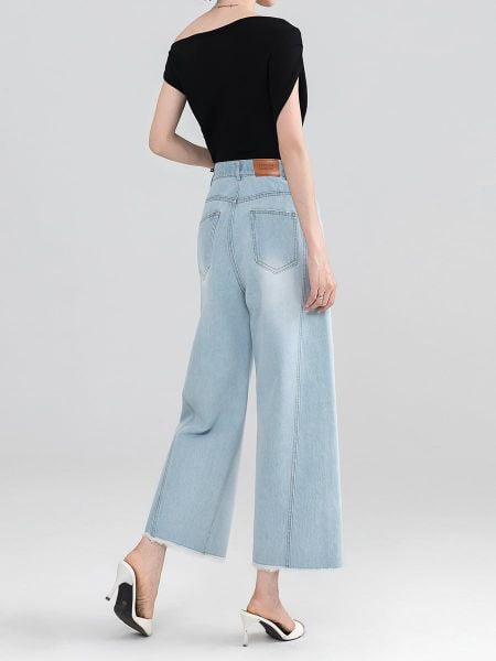  Q301-Quần Jeans Cách Điệu 9 Tấc 