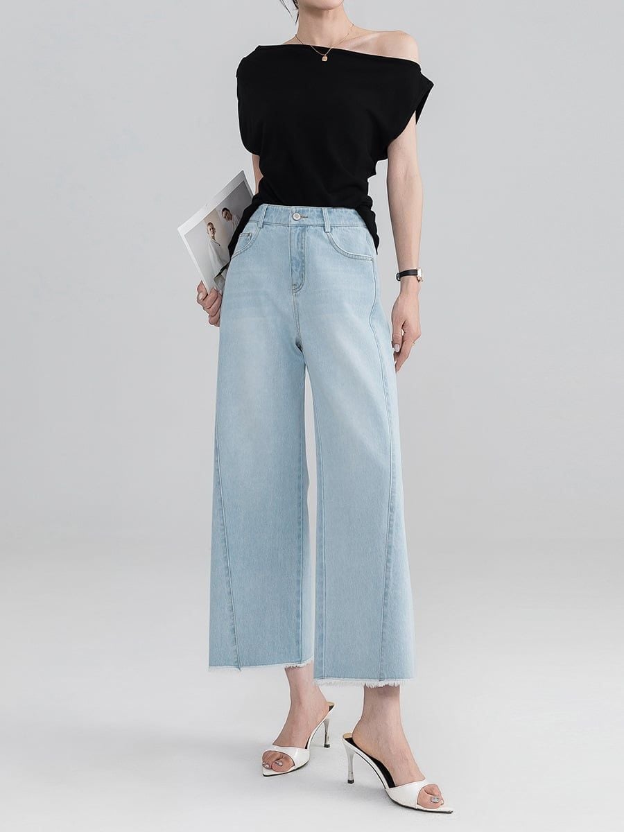  Q301-Quần Jeans Cách Điệu 9 Tấc 
