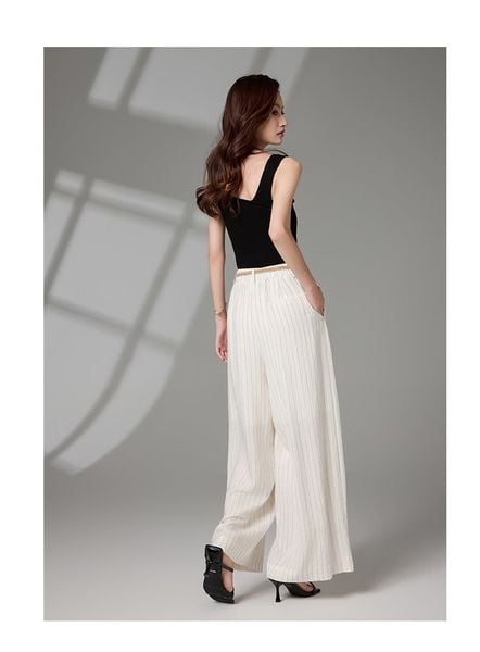  Q308-Quần Linen Ống Rộng Kẻ Sọc 