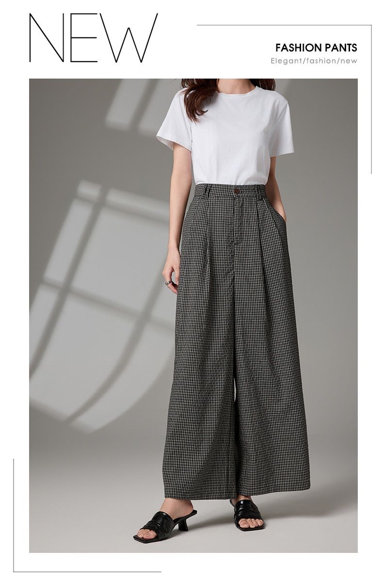  Q309-Quần Linen Ống Rộng Ca Rô 