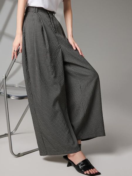  Q309-Quần Linen Ống Rộng Ca Rô 