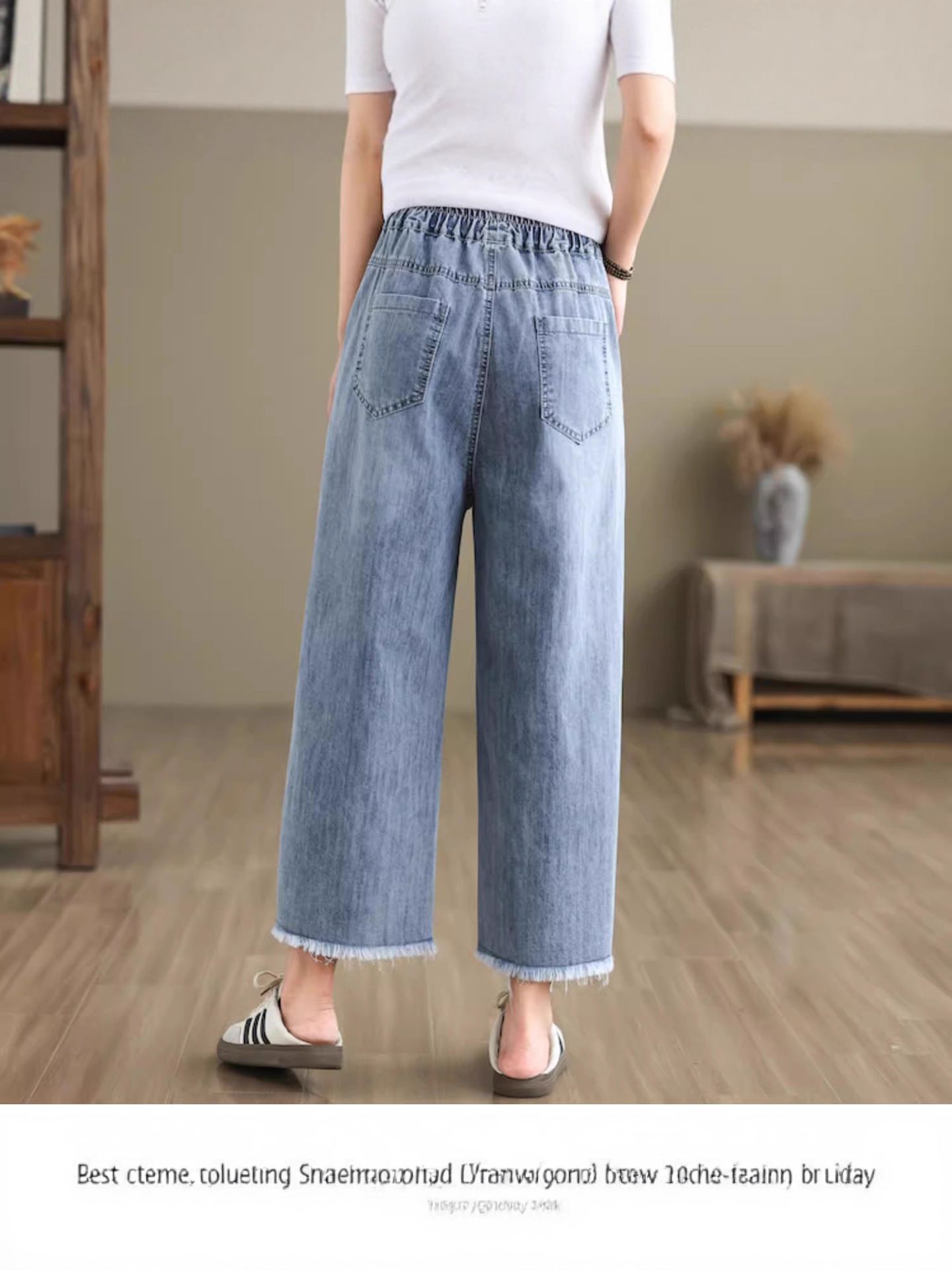  Q338-Quần Jeans Rộng Rãi Thêu Hoa 