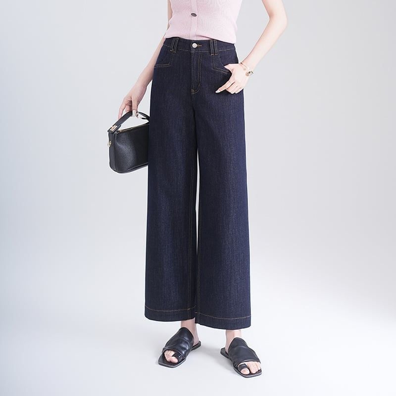  Q420-Quần Jeans Lụa Ống Đứng Mềm Mại Nhẹ Nhàng 9 Tấc 