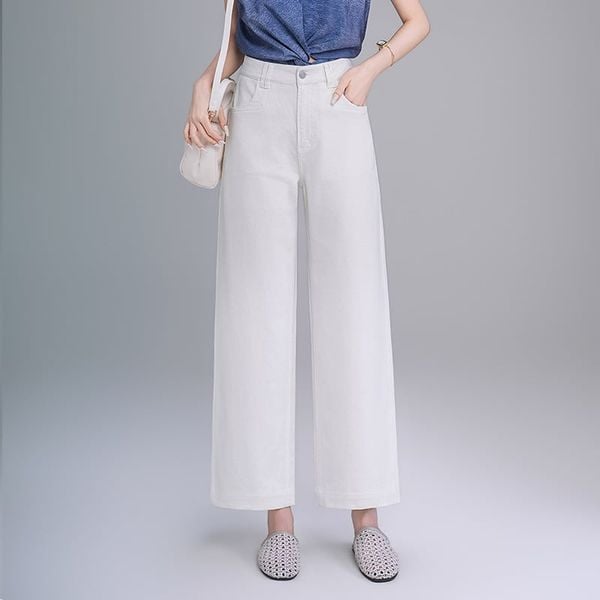  Q420-Quần Jeans Lụa Ống Đứng Mềm Mại Nhẹ Nhàng 9 Tấc 