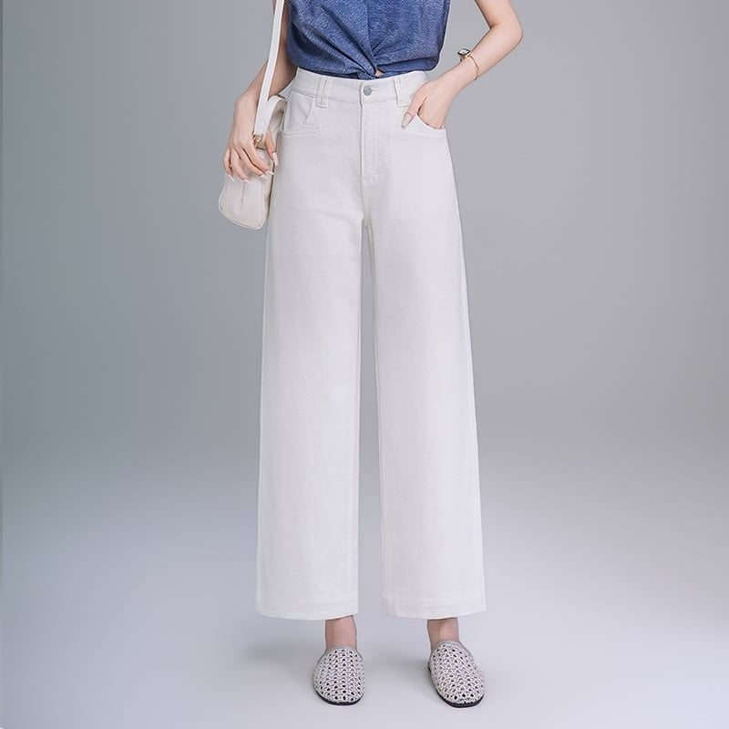  Q420-Quần Jeans Lụa Ống Đứng Mềm Mại Nhẹ Nhàng 9 Tấc 