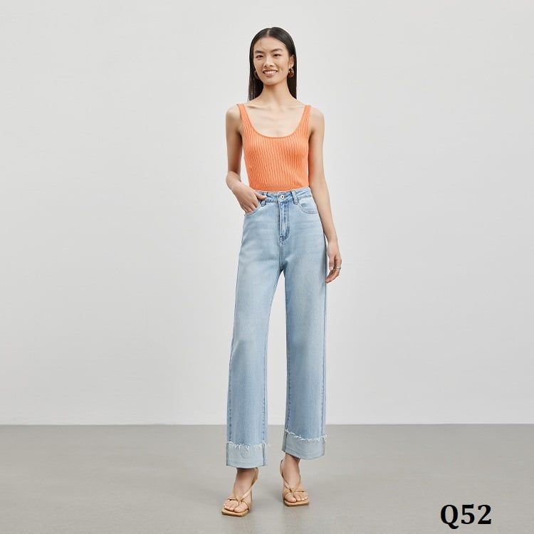  Q52-Quần Jeans Co Dãn Eo Cao 9 Tấc 