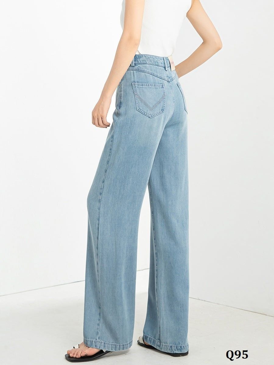  Q95-Quần Jeans Lụa Ống Suông 