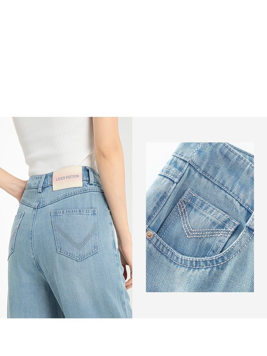  Q95-Quần Jeans Lụa Ống Suông 