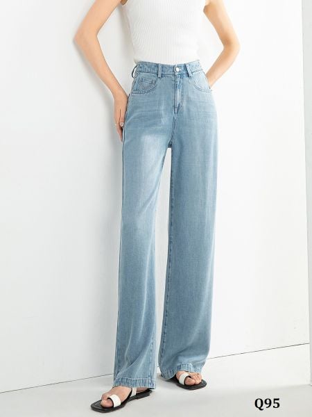  Q95-Quần Jeans Lụa Ống Suông 