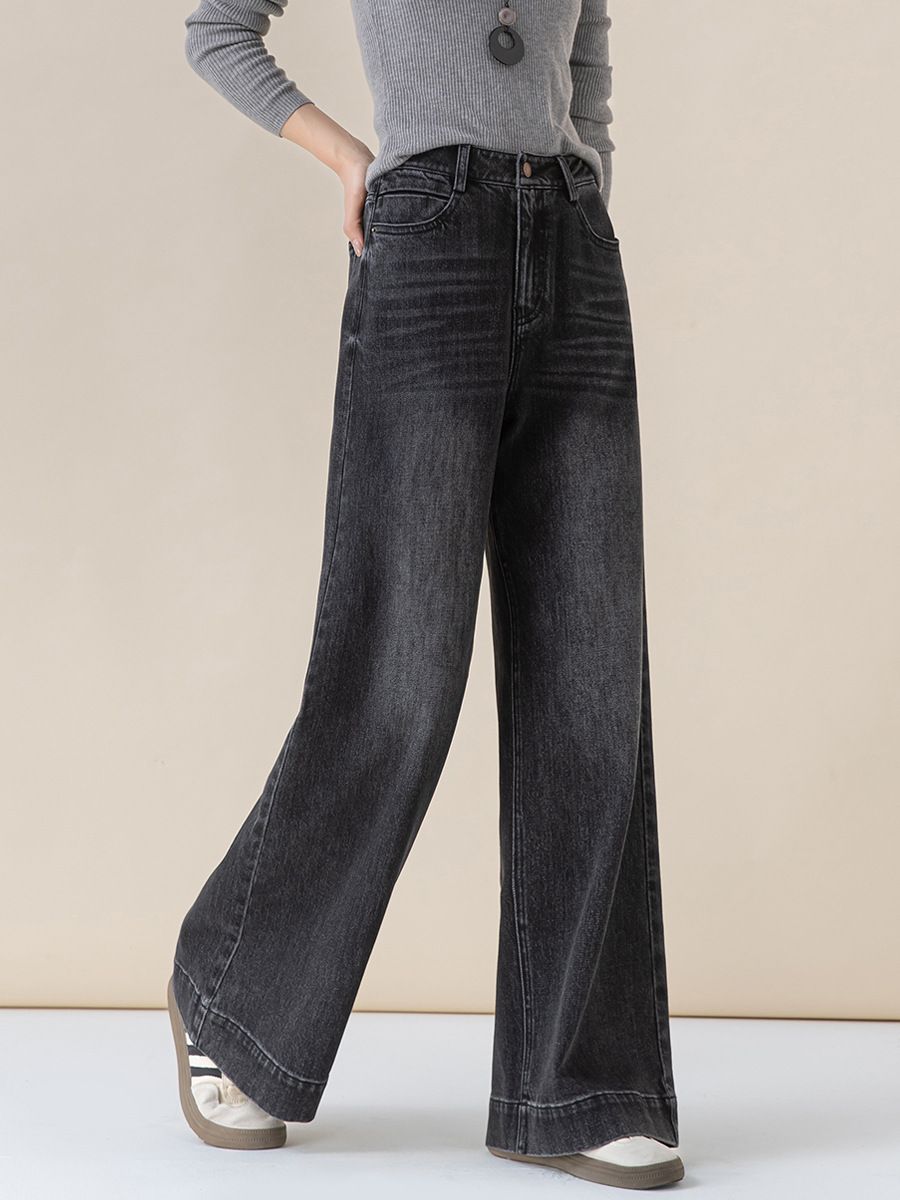  Q336-Quần Jeans Mềm Mại Suông Dài Co Dãn 