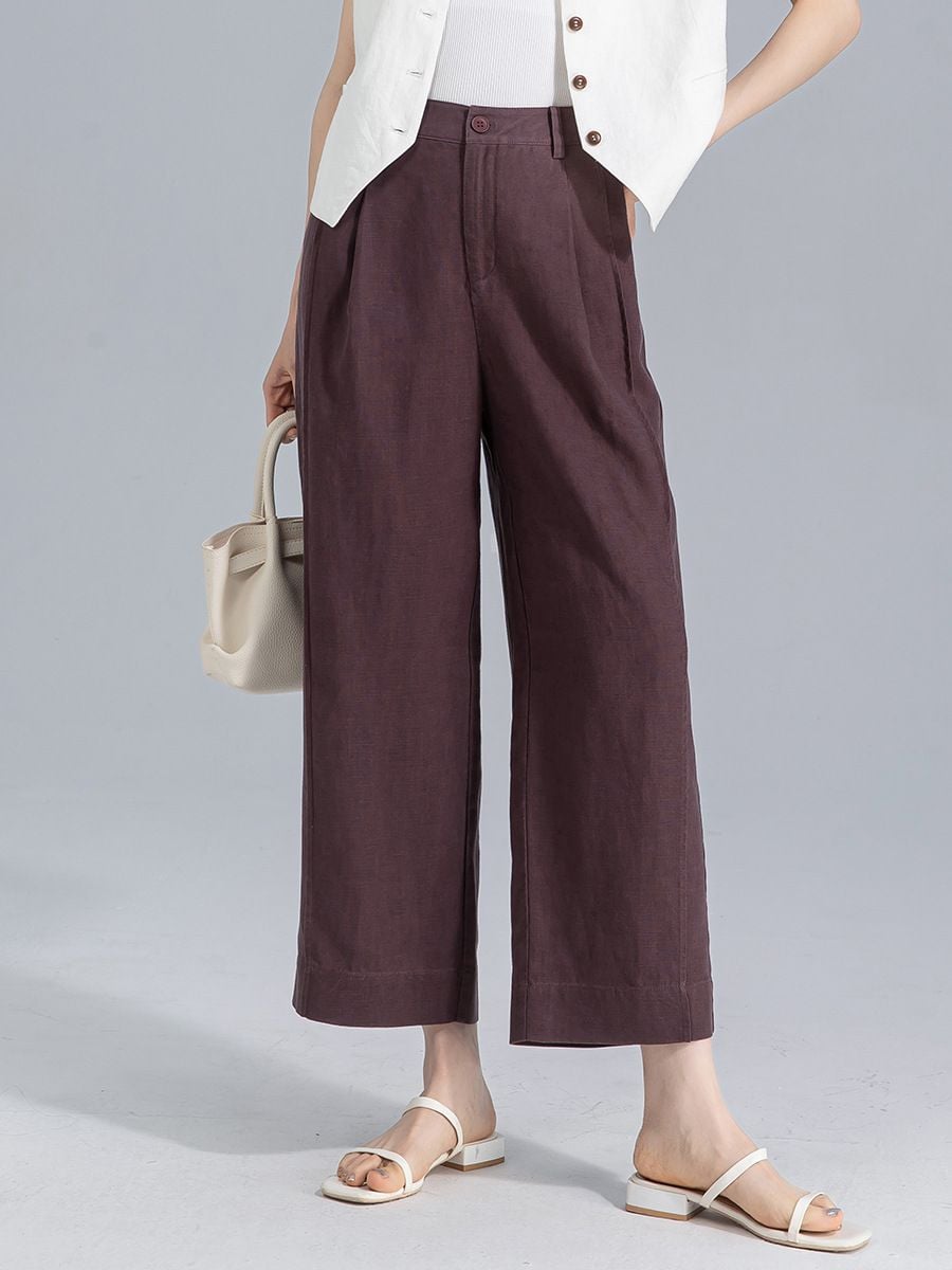  Q261-Quần Linen Lụa Mềm Mại Sườn Đôi 9 Tấc 