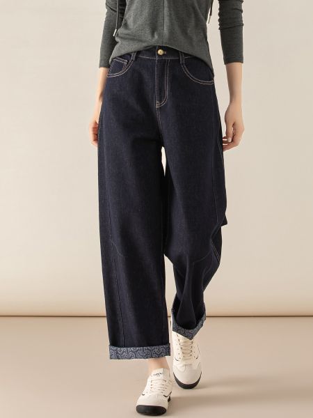  Q375-Quần Jeans Ống Rộng Họa Tiết Nghệ Thuật 