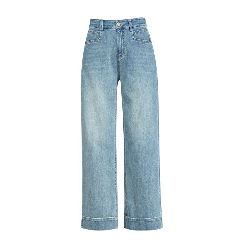  Q232-Quần Jeans Ống Đứng Lưng Cao Phối Thun 9 Tấc 