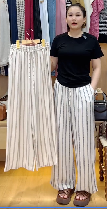  Q260- Quần Suông Sọc Linen Mềm Rũ 