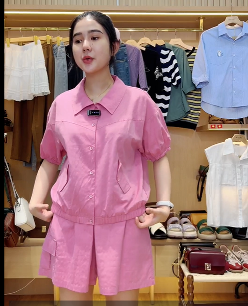  A667- Áo Sơ Mi Vai Xệ Bo Gấu 