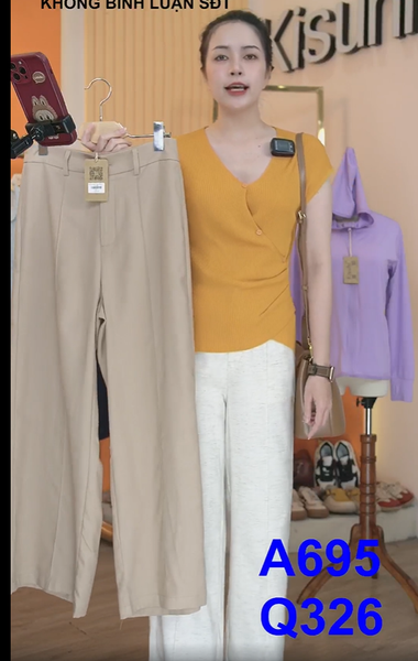  Q326- Quần Linen Ống Suông Ly Giữa 