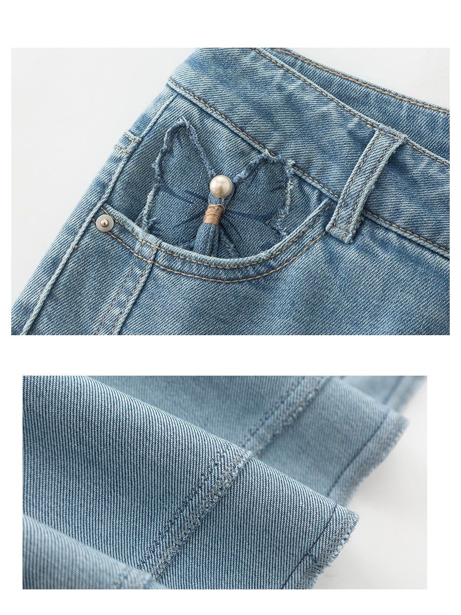  Q202-Quần Jeans Ống Ôm Loe Túi Bướm 