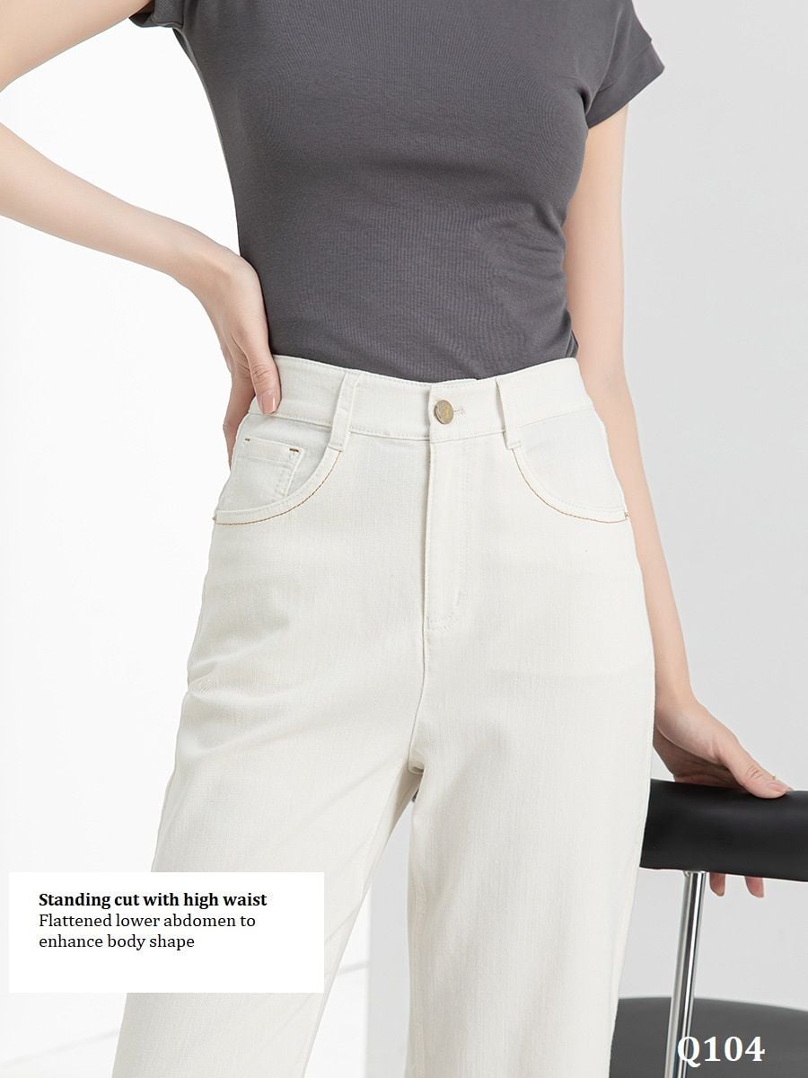  Q104-Quần Jeans Lụa Ống Đứng 9 Tấc 