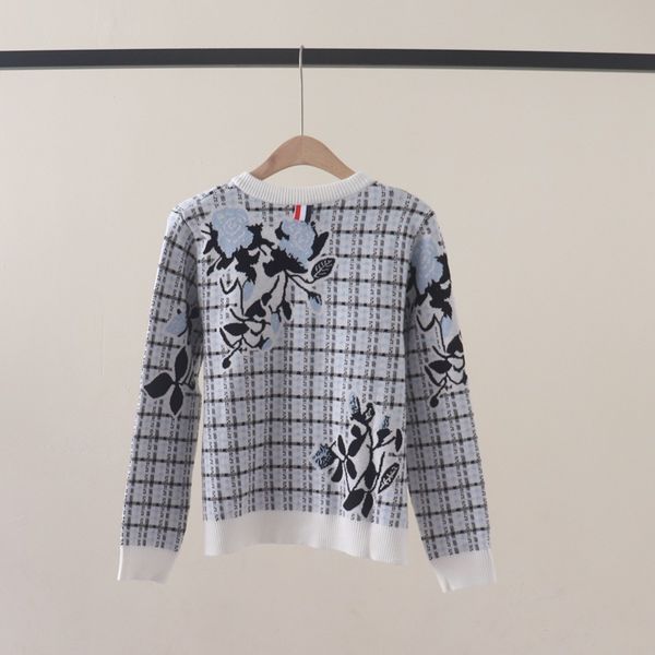  A757-Áo Len Dệt Kim Cardigan Ca Rô Hoa Lá Mùa Thu 