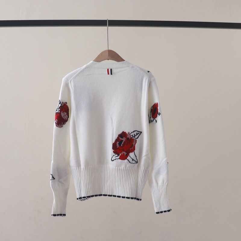  A781-Áo Len Dệt Kim Cardigan Dệt Hoa Hồng Mùa Thu 