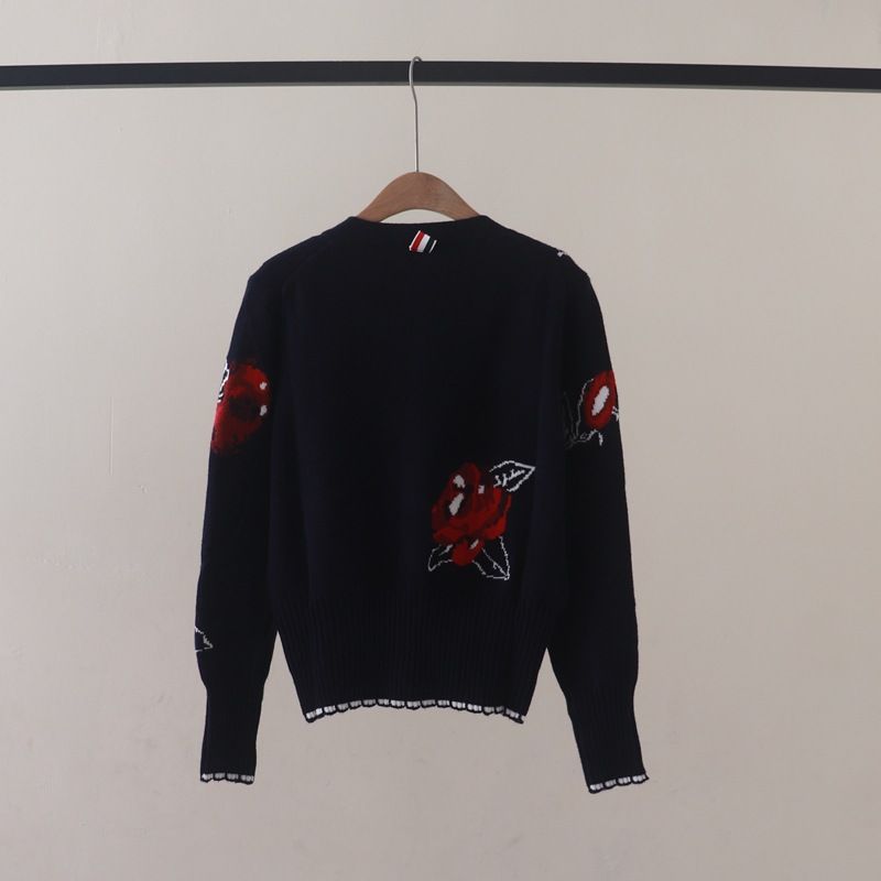  A781-Áo Len Dệt Kim Cardigan Dệt Hoa Hồng Mùa Thu 