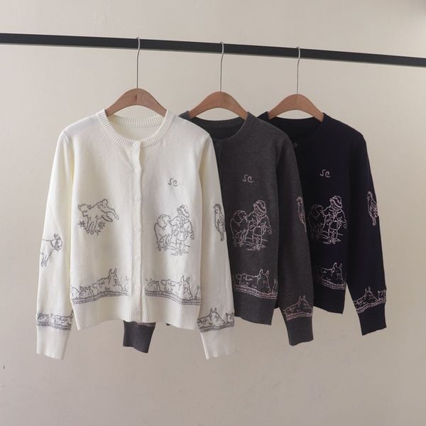  A766-Áo Len Dệt Kim Thêu Họa Tiết Sinh Động Mùa Thu 