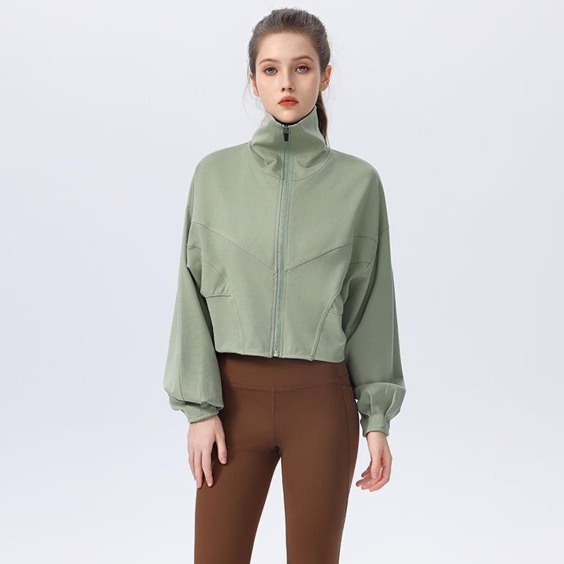  T02-Áo Thể Thao Yoga Cổ Đứng Mùa Thu Chống Nắng 