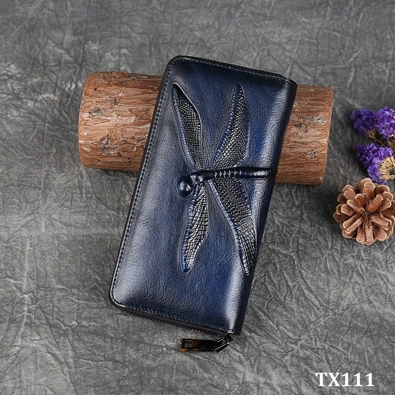  TX111-Ví Cầm Tay Da Thật Chuồn Chuồn 