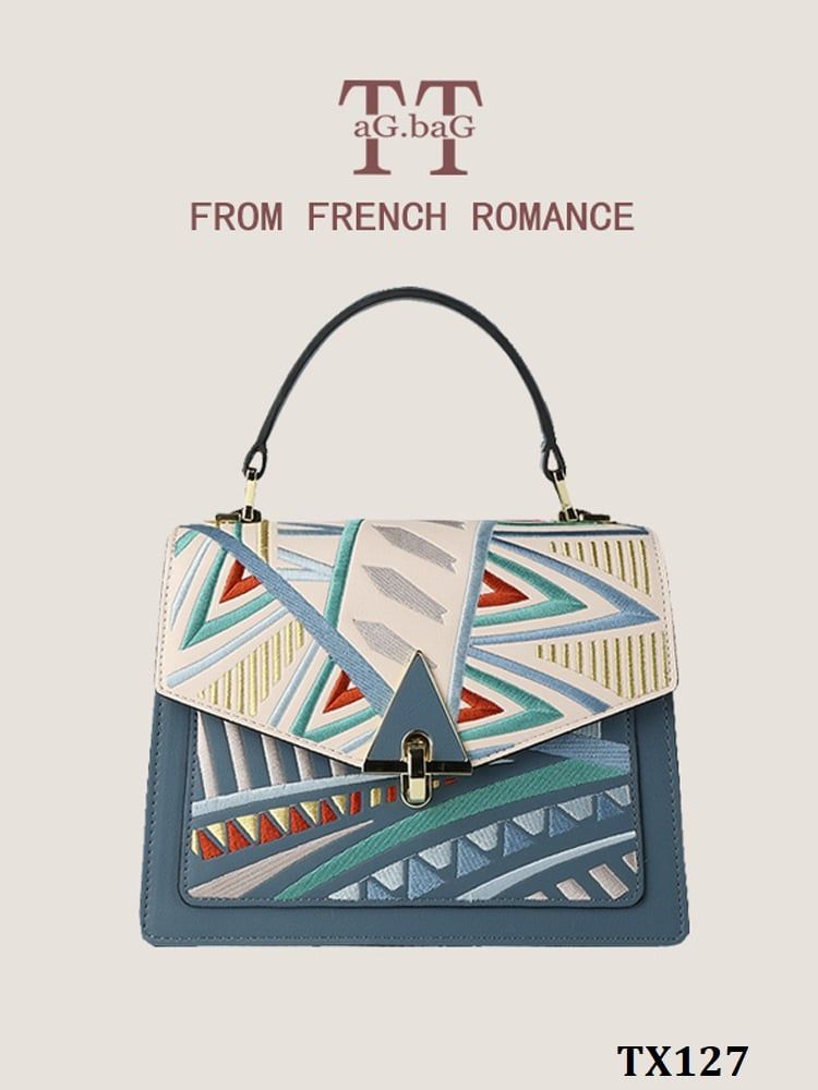  TX127-Túi Thêu Phối Màu Kiểu Pháp 
