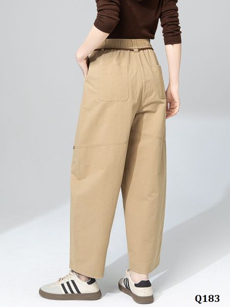  Q183-Quần Linen Cotton Lụa Cắt Ghép 9 Tấc 