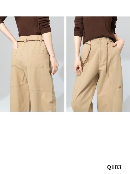  Q183-Quần Linen Cotton Lụa Cắt Ghép 9 Tấc 