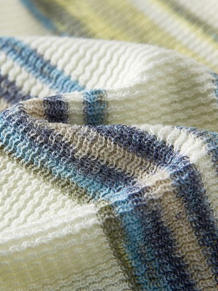  A374-Áo Len Sọc Ngang Phối Màu Rút Eo 