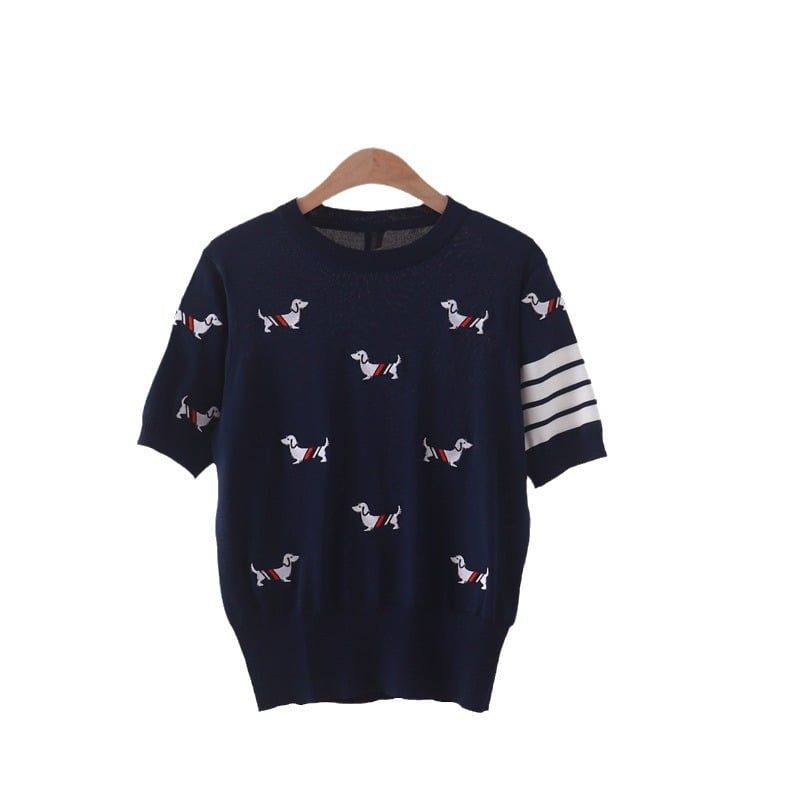  A438-Áo Thun Len Thêu Nhiều Cún Cưng 