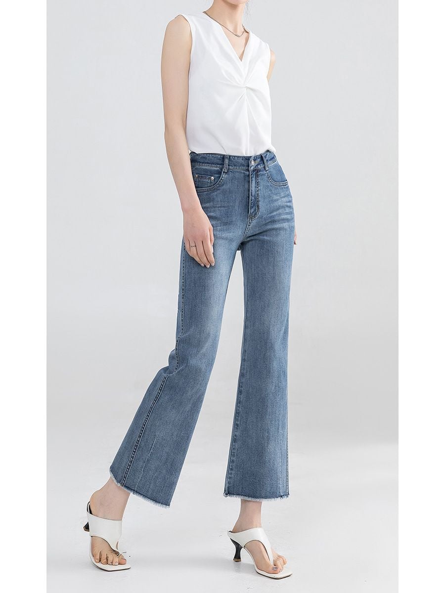  Q298-Quần Jeans Ống Loe 9 Tấc Co Dãn 