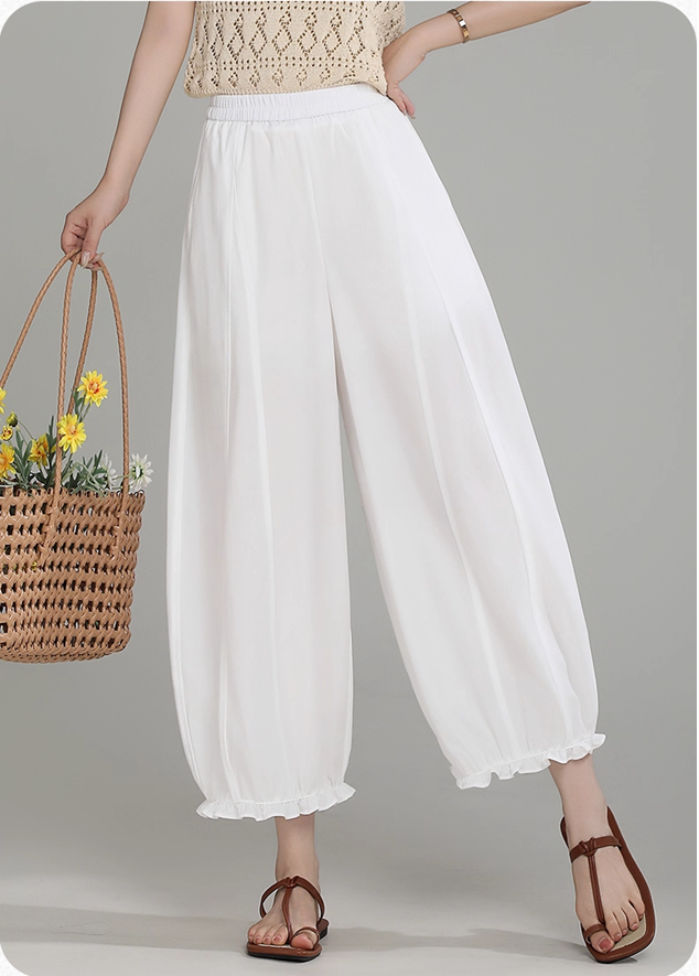  Q318-Quần Ống Rộng 9 Tấc Bo Gấu 