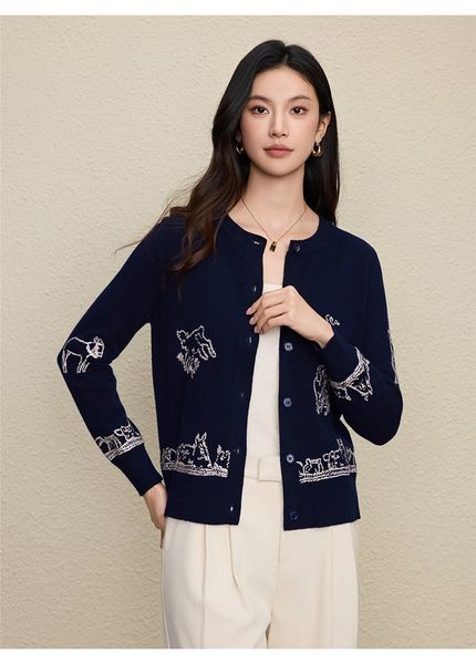  A766-Áo Len Dệt Kim Thêu Họa Tiết Sinh Động Mùa Thu 