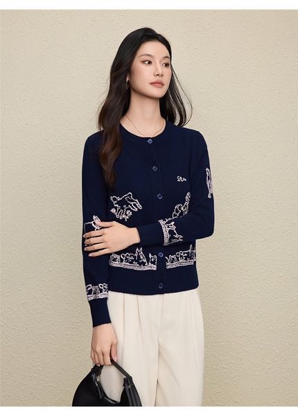  A766-Áo Len Dệt Kim Thêu Họa Tiết Sinh Động Mùa Thu 